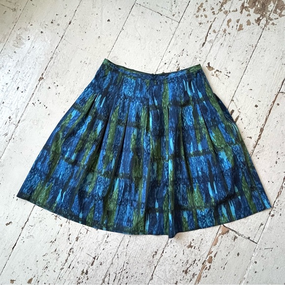 Talbots Petite Watercolor Fit and Flare A-Line Pleated Skirt - Picture 6 of 14